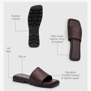 Coach Leather Florence signature Canvas Sandal Sliders